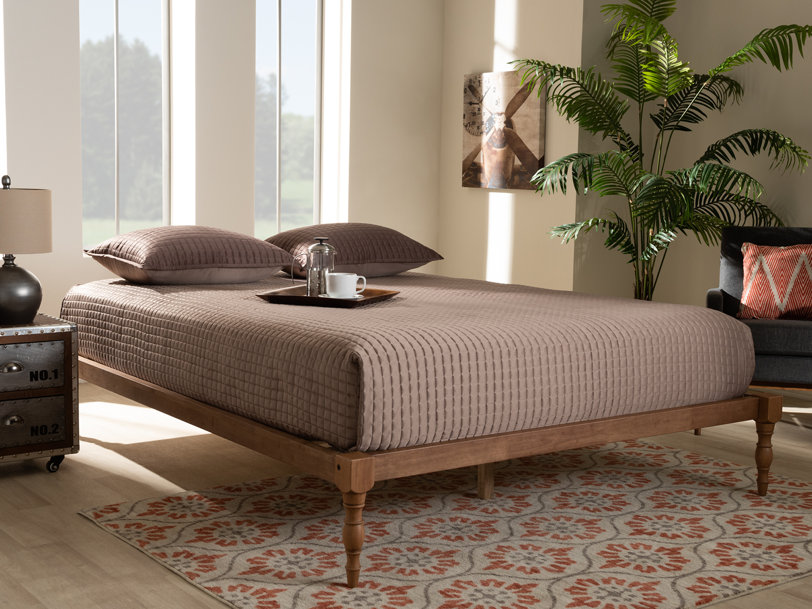 Baxton Studio King Iseline Modern & Contemporary Wood Platform Bed
